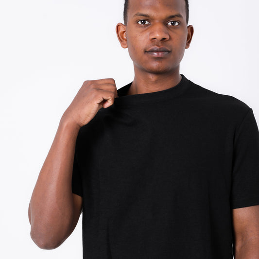 Textured Heavy weight Black T Shirt