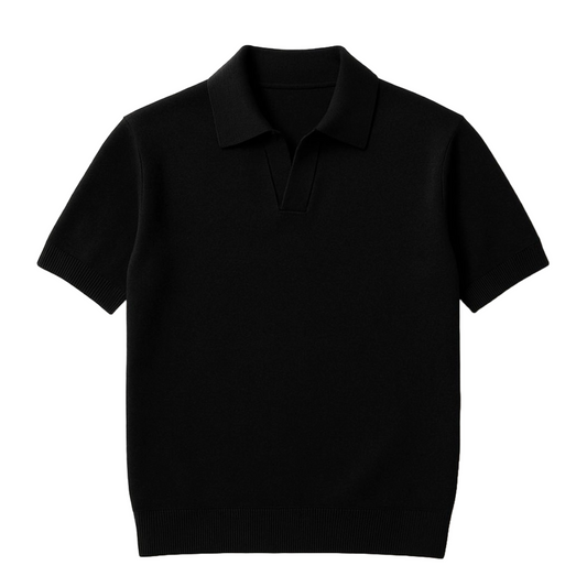 Cotton Knitted Polo | Black